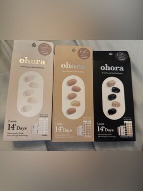 ohora Semi-Cured Gel Press-On Nails — Neutral Pink & Black Set